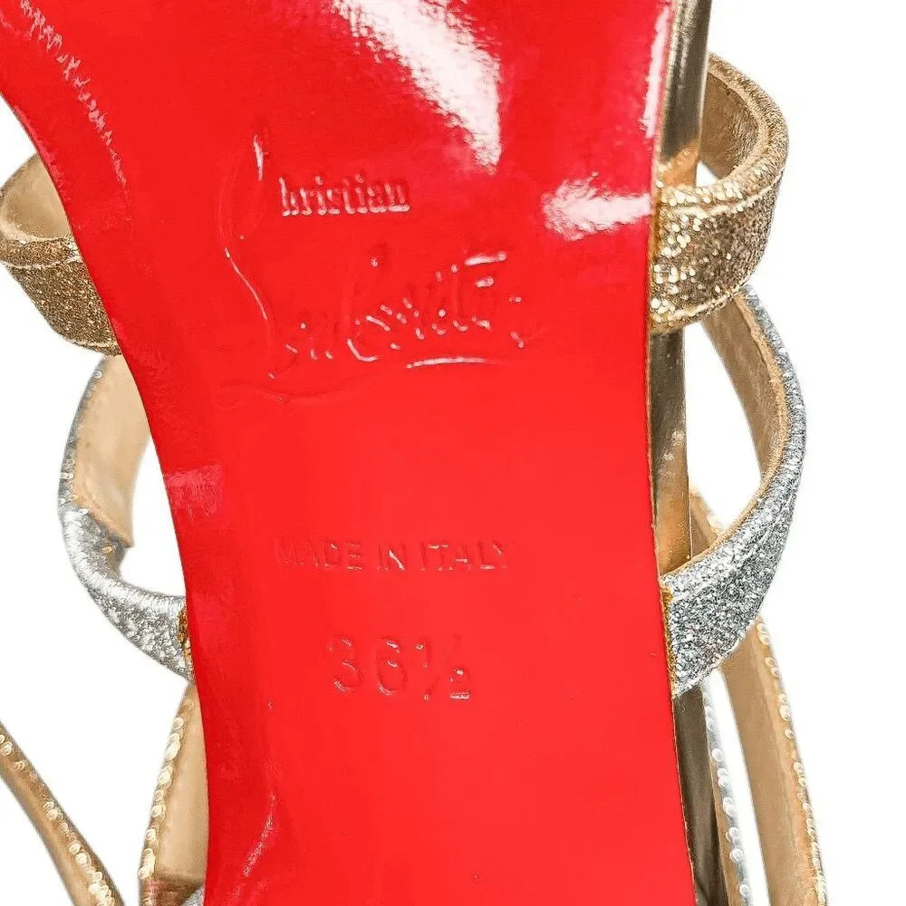 Christian Louboutin Mariniere 100 Glitter Sandals Poudre Silver EU 36.5